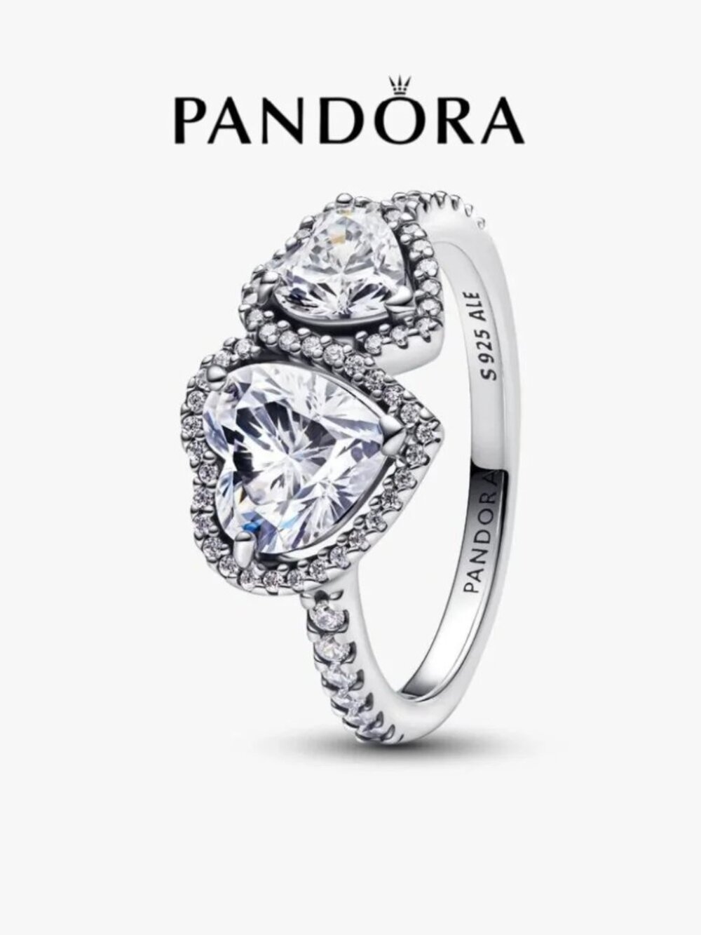 Pandora Sparkling Halo Hearts Ring